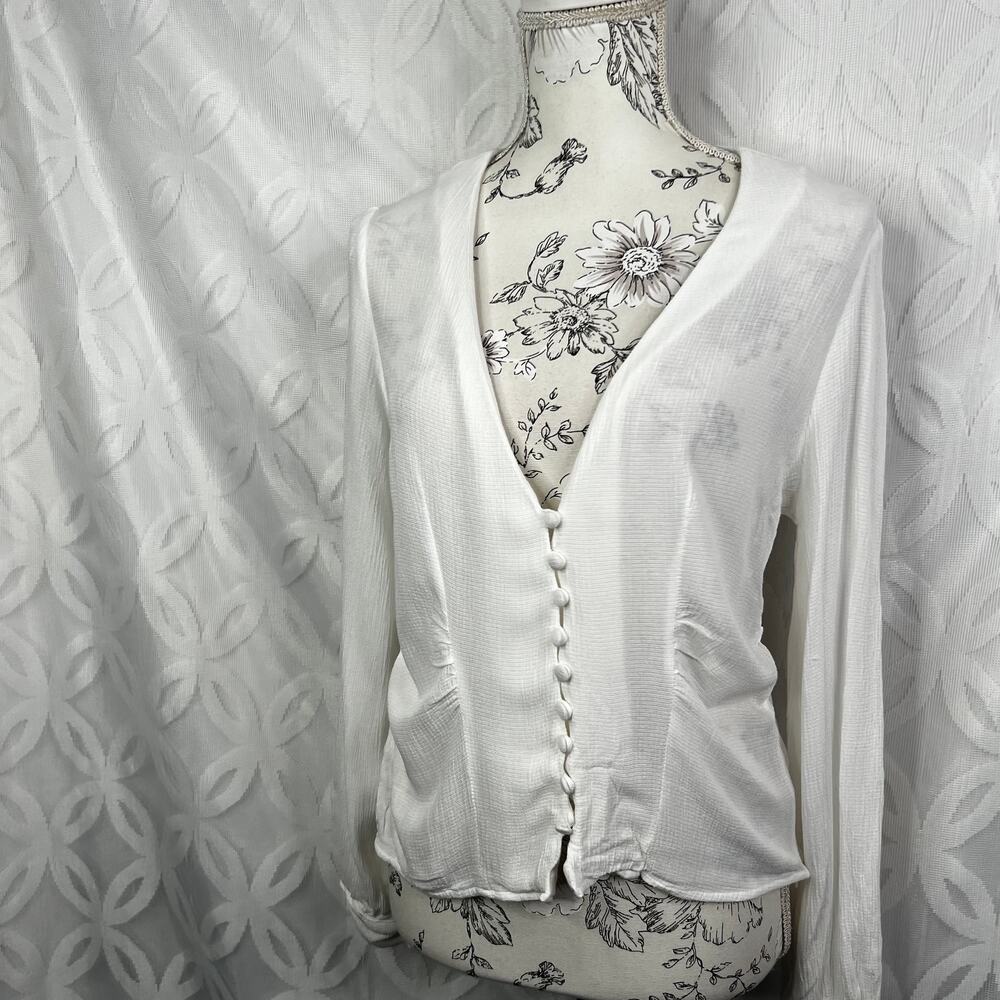 Free People White Button-Front Blouse